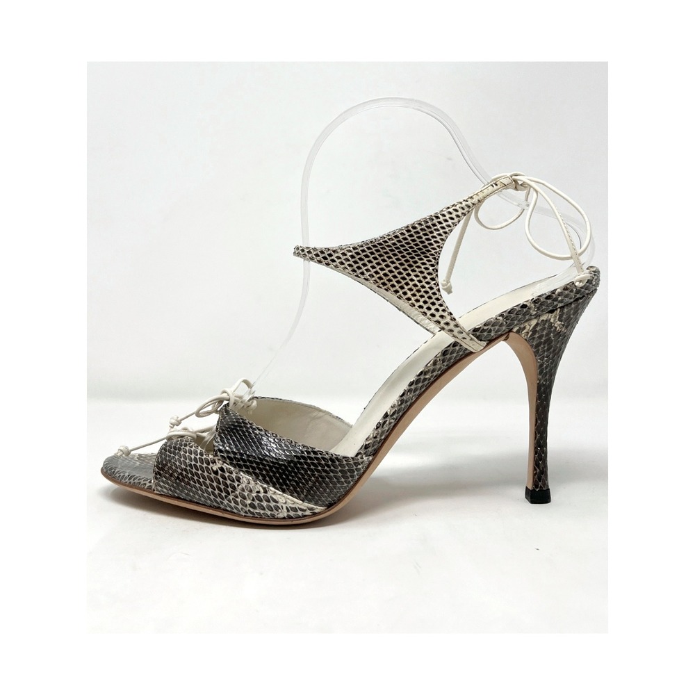 Gucci Vintage Snakeskin Bow Tie Strap‎ Heels US 11B